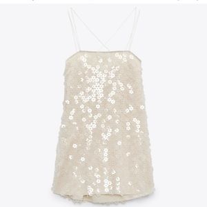 Zara floral sequin mini dress